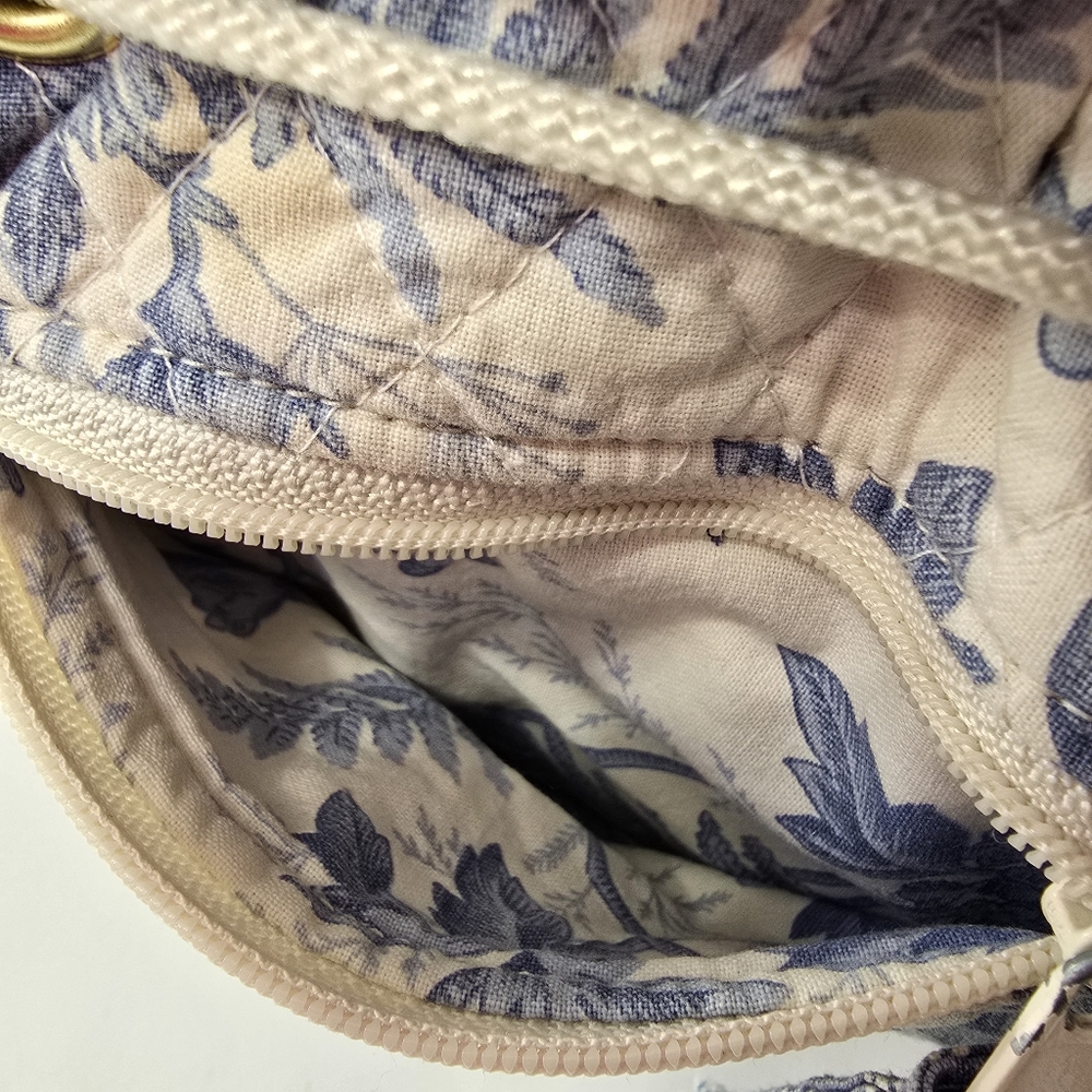Vera Bradley Blue Toile Floral Plaid 90s Drawstring Daypack Napsack Backpack VTG - Picture 9 of 15